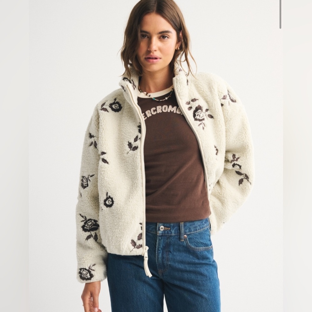 Abercrombie & Fitch Women's Sherpa Floral Jacket